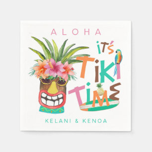 Serviette En Papier Tiki Luau   Typographie tropicale