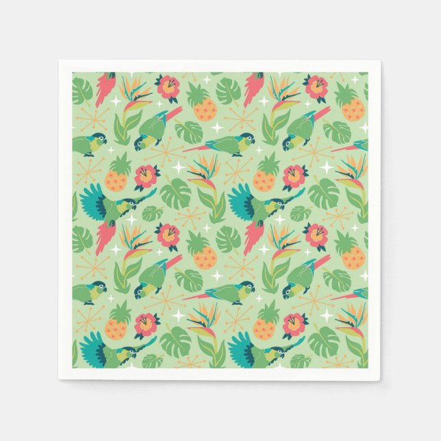 Serviette En Papier Tiki Parrot Cocktail Napkins (Devant)