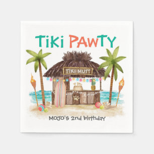 Serviette En Papier Tiki Pawty Tropical Beach Surf Animaux de compagni