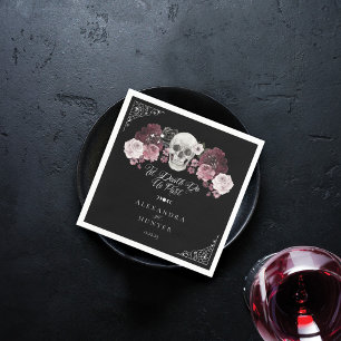 Serviette En Papier Til Death Aquarelle Crâne Rose Mariage gothique