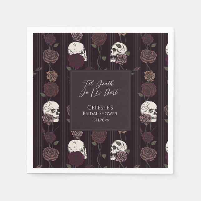 Serviette En Papier ’Til Death Do Us Part Gothic Skull & Rose Wedding (Devant)