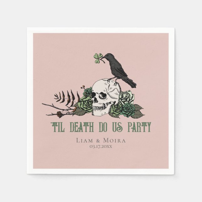 Serviette En Papier Til Death Goth Irish Skull Fête des mariées Party (Devant)