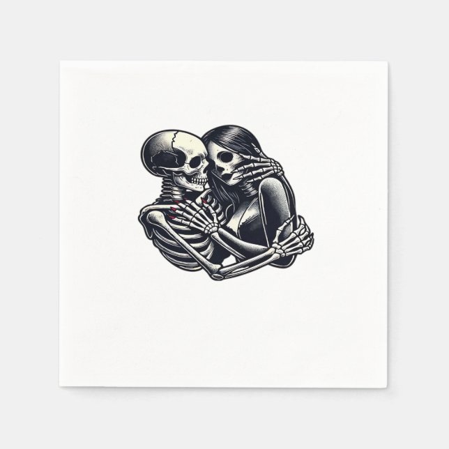 Serviette En Papier Till Death Do Us - Skeleton Gothique Couple Art Cl (Devant)
