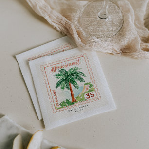 Serviette En Papier Timbre Palme de la Côte d'Azur Mariage de Destin