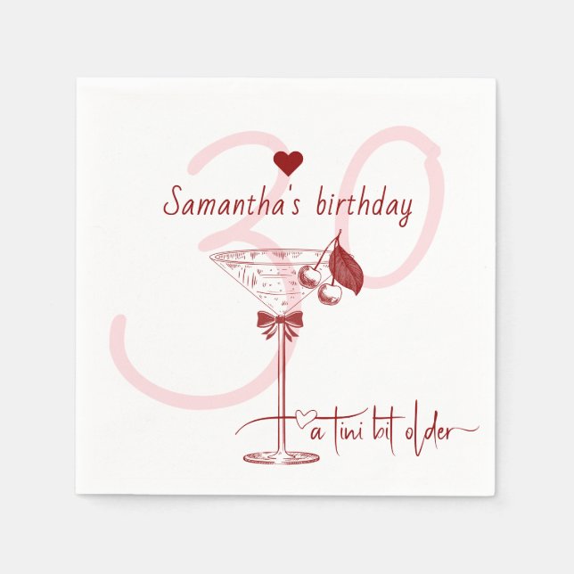 Serviette En Papier Tini Bit Ancienne Bow moderne Cherry Martini Anniv (Devant)