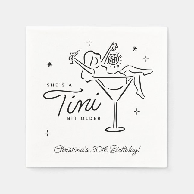 Serviette En Papier Tini Bit Anniversaire de Martini Whimsical (Devant)