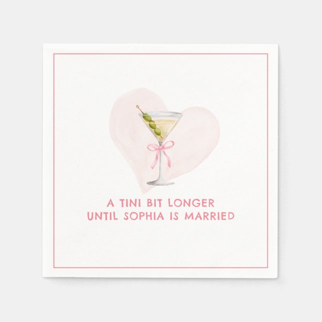 Serviette En Papier Tini Bit Fête des mariées plus longue Bow Martini  (Devant)