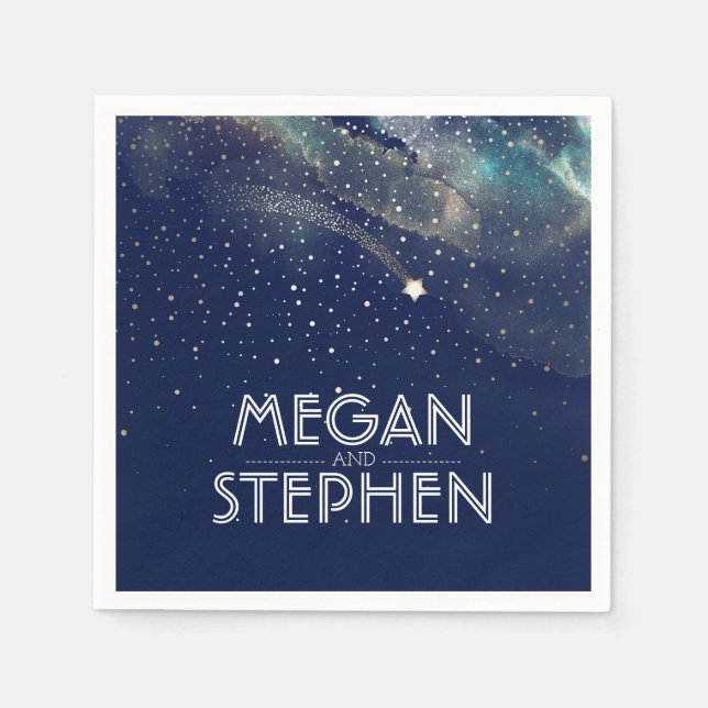 Serviette En Papier Tir Star Navy et Gold Night Starry (Devant)