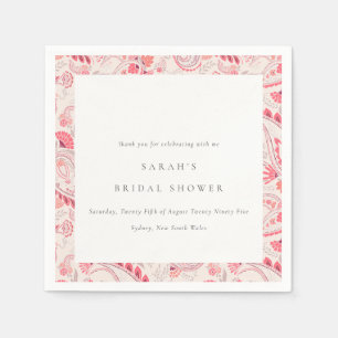 Serviette En Papier Tiré à Part Mariage Typographie Paisley Blush Mode