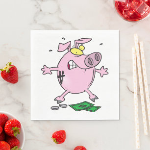 Serviette En Papier Tirelire de dessin animé drôle qui perd de l'argen
