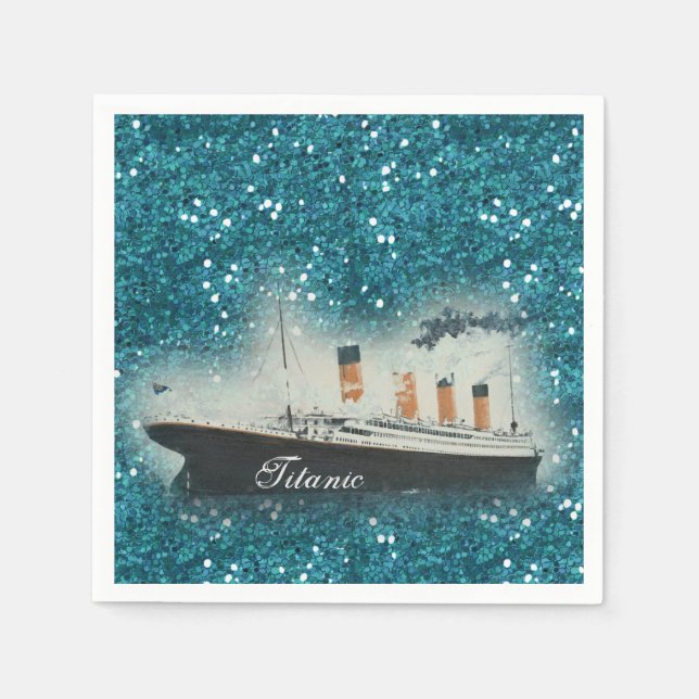 Serviette En Papier Titanic Sapphire Parties scintillant White Star Li (Devant)