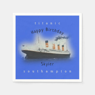 Serviette En Papier Titanic Ship Joyeux Anniversaire Nom Marinne Bleu