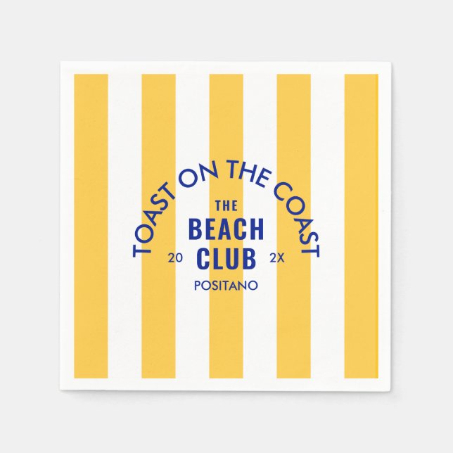 Serviette En Papier Toast Sur La Côte The Beach Club Yellow Stripe (Devant)
