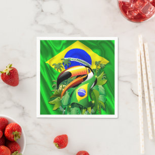 Serviette En Papier Toco Toucan avec Cravate du drapeau brésilien