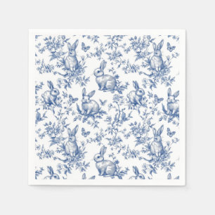 Serviette En Papier Toile Bleue De Jouy Bunny Pâques