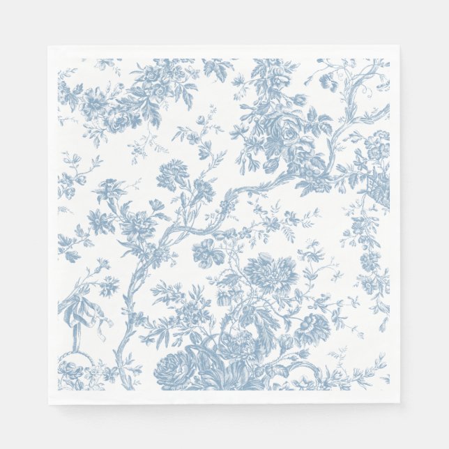 Serviette En Papier Toile bleue de Jouy papier Napkin (Devant)