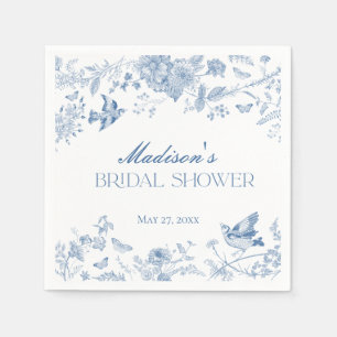 Serviette En Papier Toile Bleue De Jouy Vintage Fête des mariées Flora