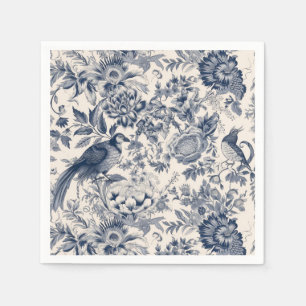 Serviette En Papier Toile bleue vintage Fleurie