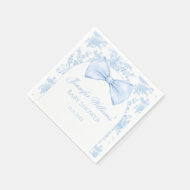 Serviette En Papier Toile Cute Blue Chic Bow Cravate bébé garçon Douch (Coin)