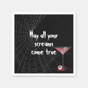 Serviette En Papier Toile d'araignée d'Halloween avec martini au globe