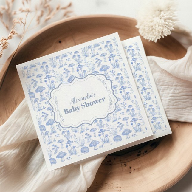 Serviette En Papier Toile De Jouy Champignons Baby shower des bois (Créateur téléchargé)