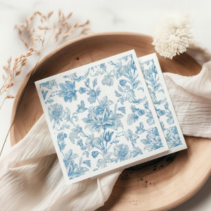 Serviette En Papier Toile-de-jouy Chinoiseries motif floral bleu