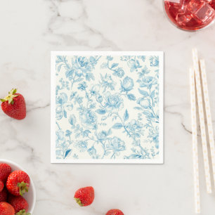 Serviette En Papier Toile de jouy Chinoiseries Pivoines Floral