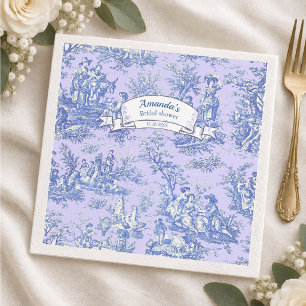 Serviette En Papier Toile de Jouy florale bleue violette vintage