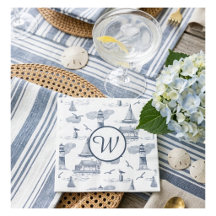 Toile de Jouy Monogramme Côtière Personnalisée | P
