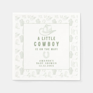 Serviette En Papier Toile de Jouy Vert Cow-boy Baby Shower Western