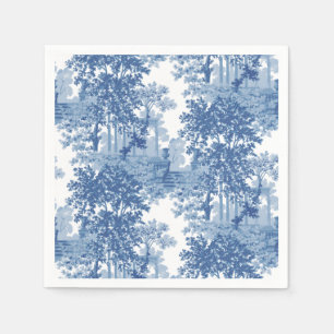 Serviette En Papier Toile de paysage bleu vintage avec Urnes et Colonn