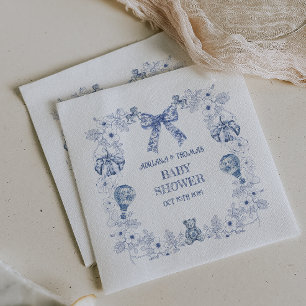 Serviette En Papier Toile Dusty bleu Retro Bear jouets Baby shower