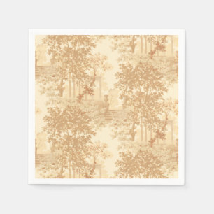 Serviette En Papier Toile Tan Paysage vintage avec Urnes et Colonnes