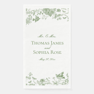 Serviette En Papier Toile Verte De Jouy Vintage Mariage Floral
