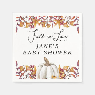 Serviette En Papier Tombe en amour Baby shower Citrouille blanc
