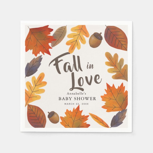 Serviette En Papier Tombe en amour Feuilles d'automne papier Baby show (Devant)