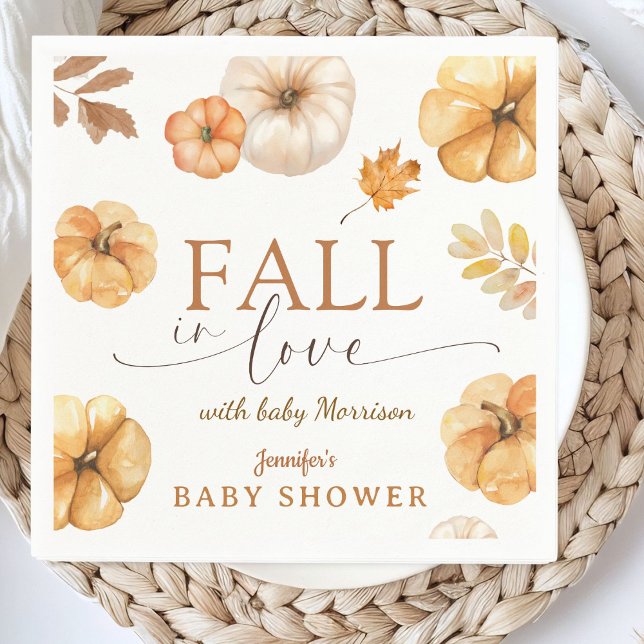 Serviette En Papier Tomber dans l'amour Citrouille Baby shower papier (Créateur téléchargé)