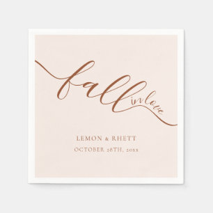 Serviette En Papier Tomber dans l'amour Élégant Mariage en terre cuite
