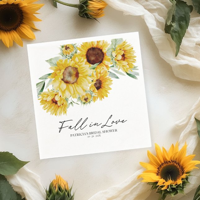 Serviette En Papier Tomber dans l'amour Fête des mariées tournesol (Créateur téléchargé)