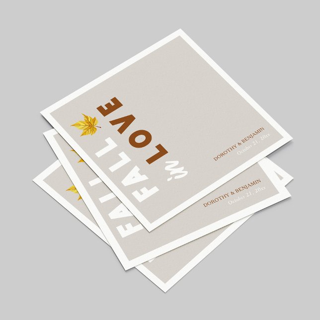 Serviette En Papier Tomber dans l'amour : Mariage de automne de script (Falling in Love: Modern Script Fall Wedding Napkins)