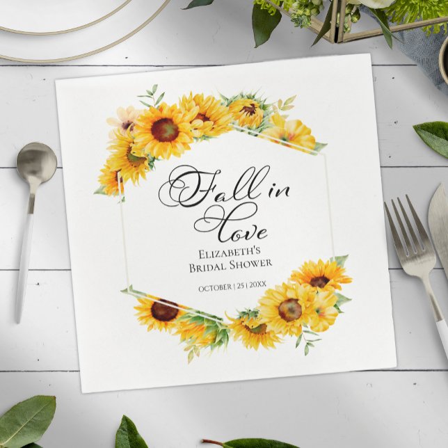 Serviette En Papier Tomber dans l'amour Sunflowe Fête des mariées d'au (Créateur téléchargé)