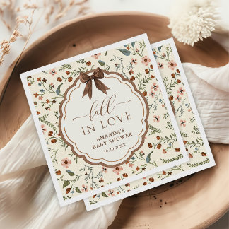 Serviette En Papier Tombez amoureux Baby Shower Floral Rustique