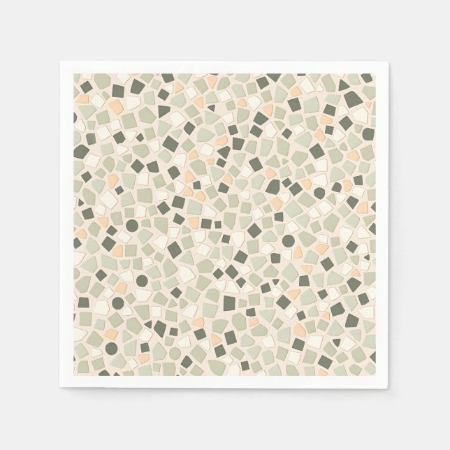 Serviette En Papier Tone Terrazzo Motif Mosaïque moderne (Devant)