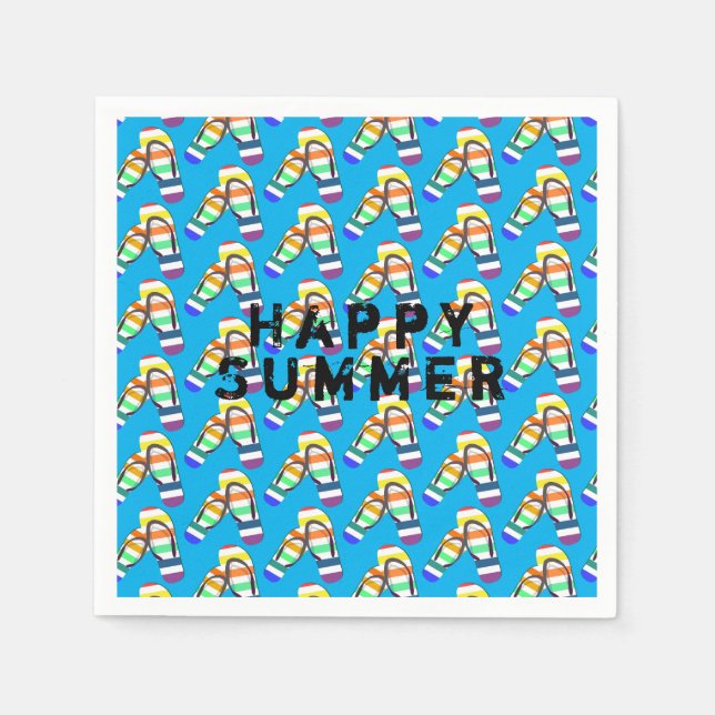 Serviette En Papier tongs arc-en-ciel d'été heureux (Devant)