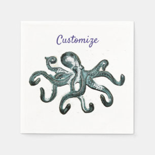 Serviette En Papier Tonnerre octopus bleu