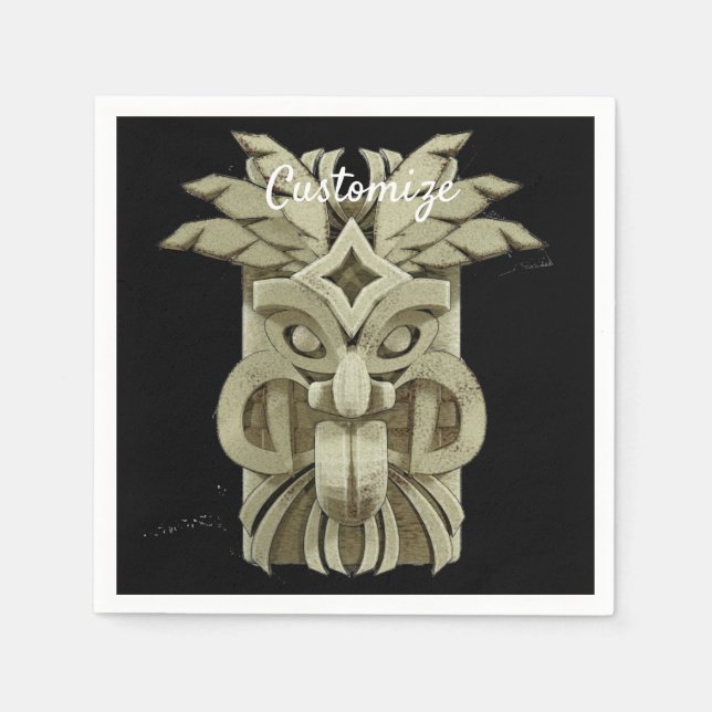 Serviette En Papier Tonnerre sculpté Tiki (Devant)