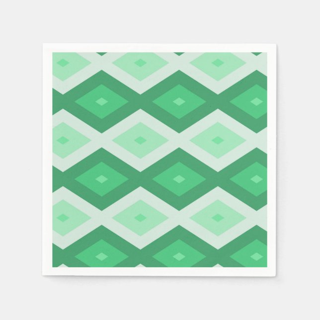 Serviette En Papier Tons de motif diamant vert (Devant)