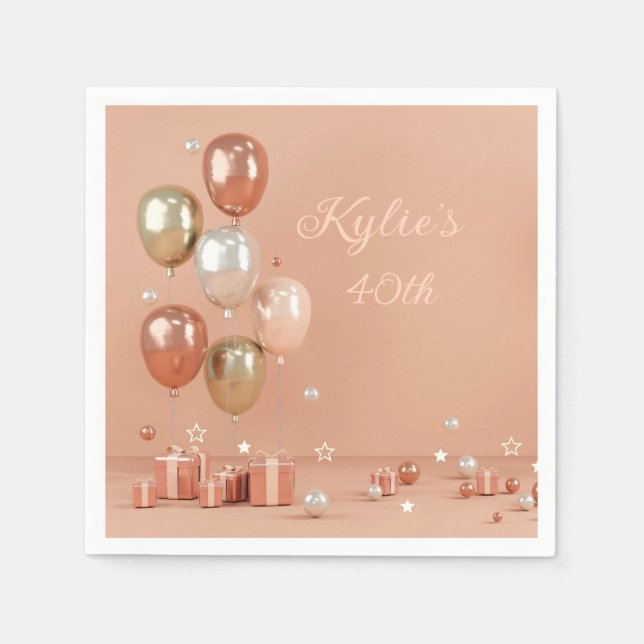 Serviette En Papier Tons des ballons roses 40e (Devant)