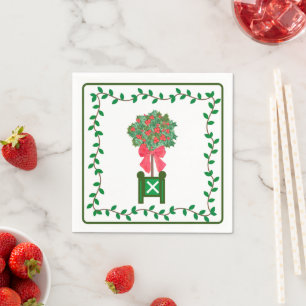 Serviette En Papier Topiaires de Noël Holly Berry arbre Topiary