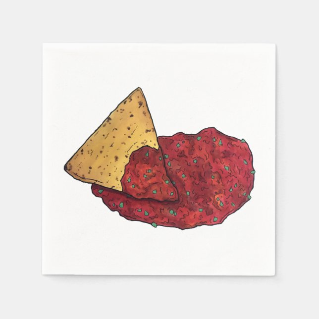 Serviette En Papier Tortilla Chips et tremper Tomate Salsa Mexicain (Devant)